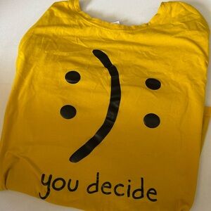 Yellow Graphic Tee with Smiley Design